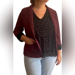 Maroon marled knit blazer